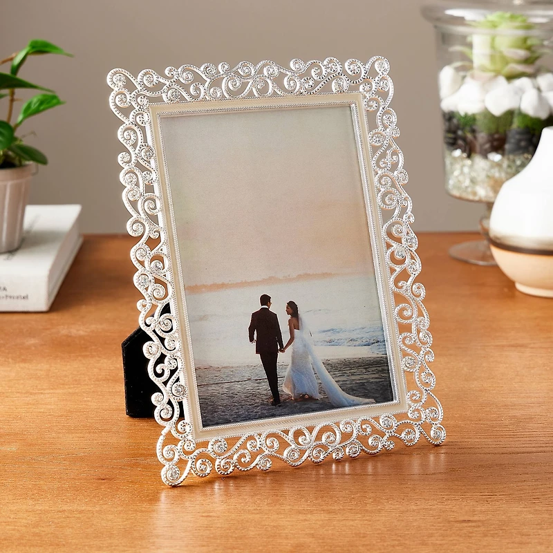 Expressions™ Silver Scroll Jeweled Frame by Studio Décor