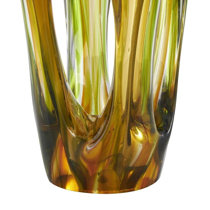 21" Orange Glass Abstract Ombre Cutout Sculpture