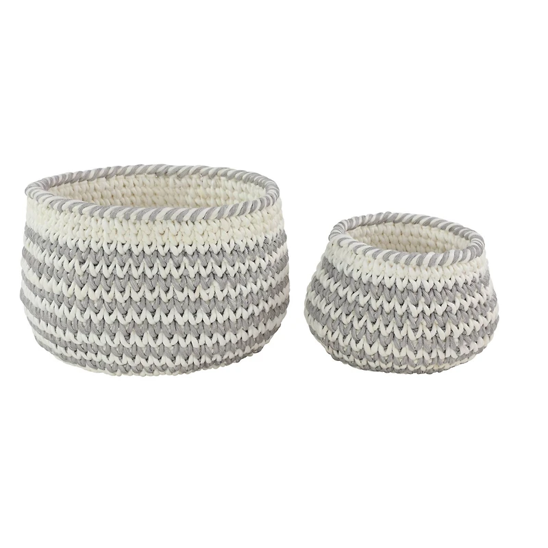 Gray Polyester Country Storage Basket Set