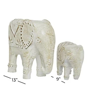 White Bohemian Elephant Sculpture Set