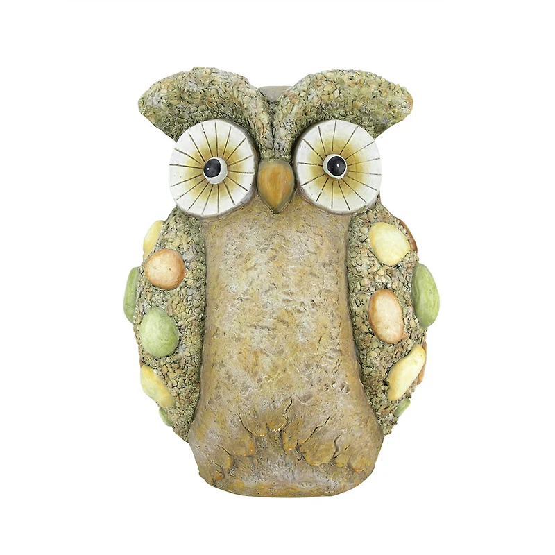 17.25" Weathered Wise Owl Spring Patio Garden Statue