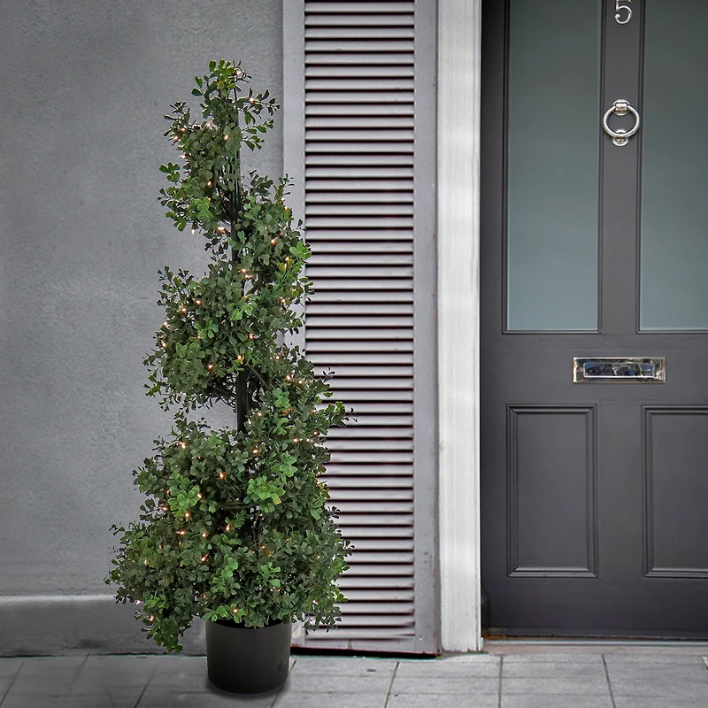 4ft. Pre-Lit Boxwood Spiral Topiary In Nursery Pot