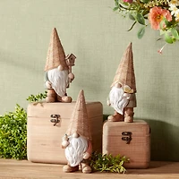 9" Wicker Gnome Figurine Set