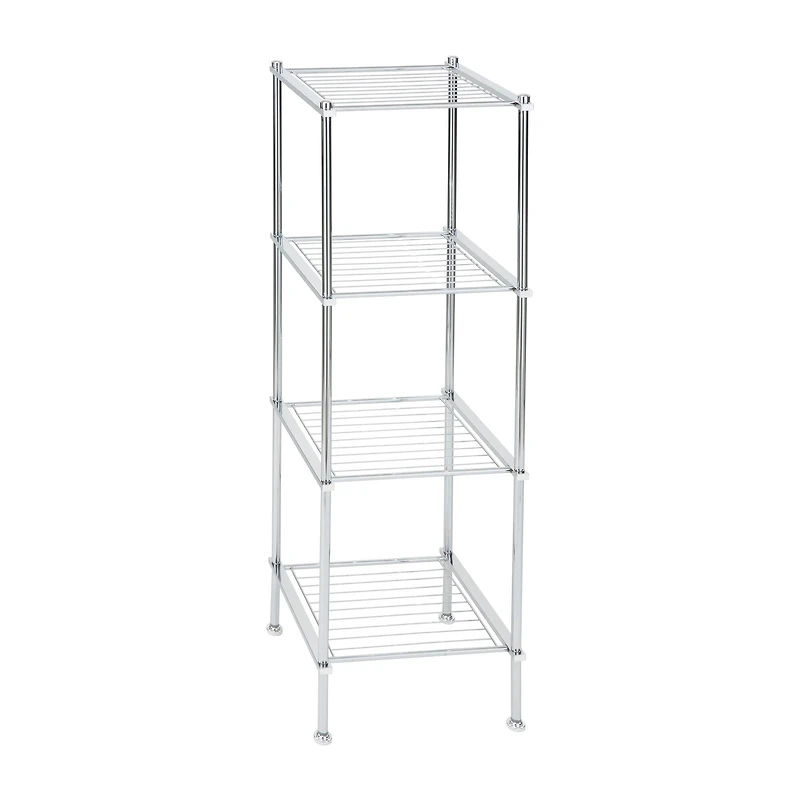 Organize It All 40" Metro Chrome 4-Tier Freestanding Shelving Tower