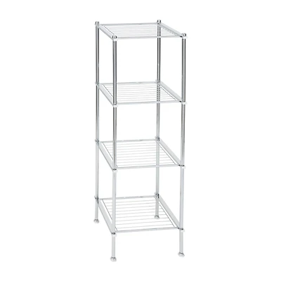 Organize It All 40" Metro Chrome 4-Tier Freestanding Shelving Tower
