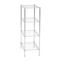 Organize It All 40" Metro Chrome 4-Tier Freestanding Shelving Tower