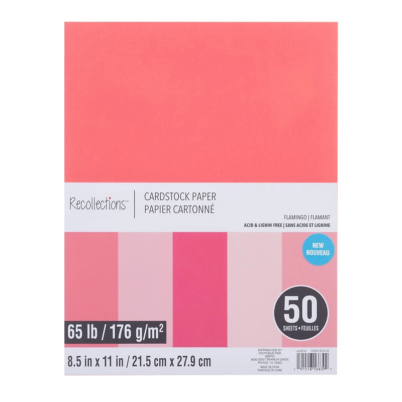 12 Packs: 50 ct. (600 total) Flamingo 8.5" x 11" Cardstock Paper by Recollections™