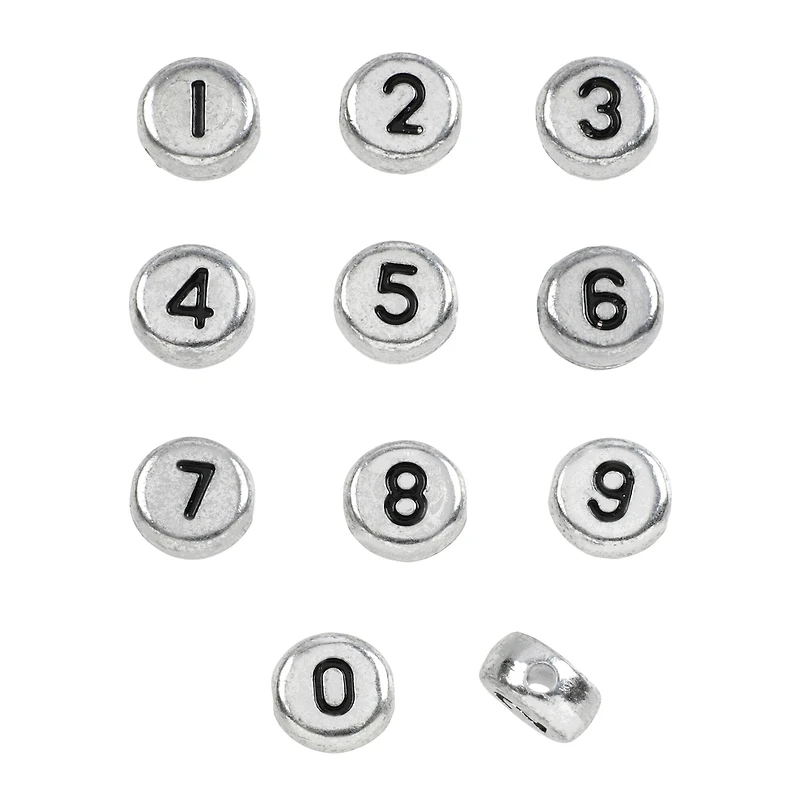 Plastic Number Circle Craft Beads by Bead Landing™, 7mm