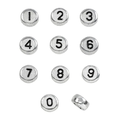 Plastic Number Circle Craft Beads by Bead Landing™, 7mm