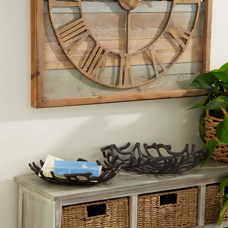 Set of 2" Black Aluminum Coastal Tray, 15", 12"