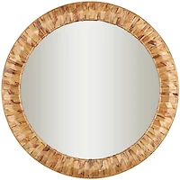 36" Brown Handmade Woven Seagrass Wall Mirror
