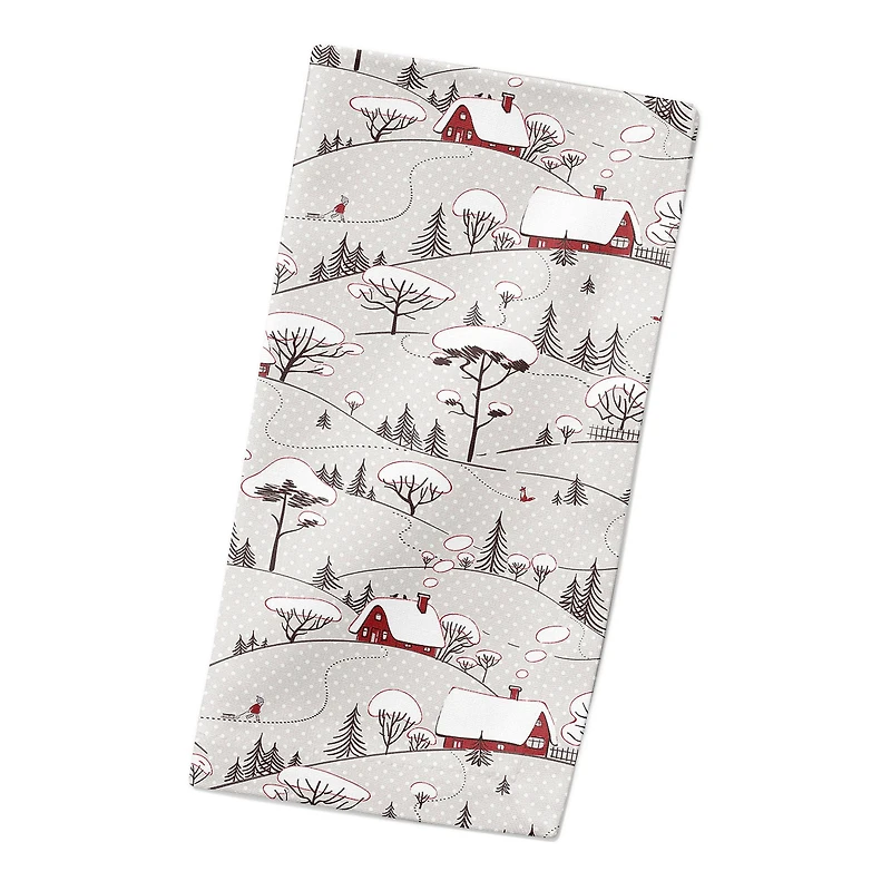 Snowy Village 10x10 Cotton Twill Napkin