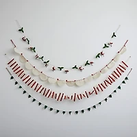 Hello Honey® 6ft. Handmade Wool Felt Green Leaves with Red & Gold Jingle Bells Garland