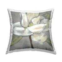 Stupell Industries Magnolia Flower Petals Grey Green Painting Throw Pillow 18" x 18"