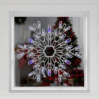15" LED Pure White & Blue Snowflake Christmas Window Silhouette Décor