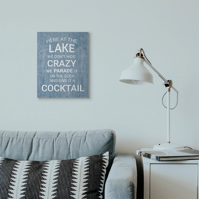 Stupell Industries Parade Crazy Funny Lake Party Blue Wood Texture Word Design Canvas Wall Art