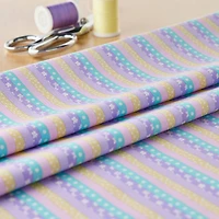 Fabric Traditions Purple Flower Stripe Cotton Fabric