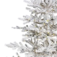 7.5ft. Pre-Lit Medium IPT Artificial Flocked Garden Christmas Tree, Warm White LED Lights