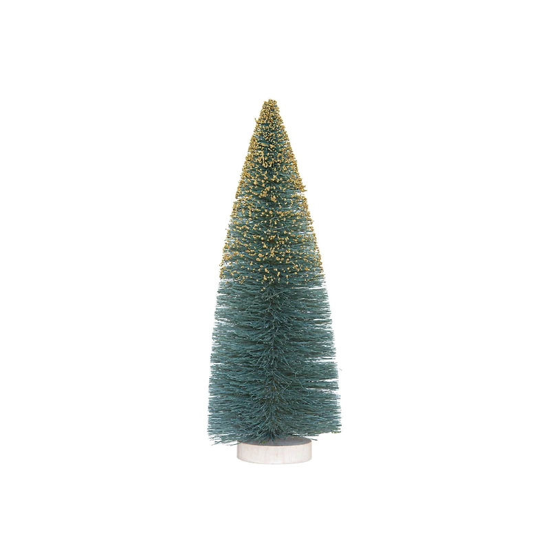 Hello Honey® 12" Green & Gold Glitter Sisal Bottle Brush Tree with Wood Base