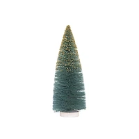 Hello Honey® 12" Green & Gold Glitter Sisal Bottle Brush Tree with Wood Base