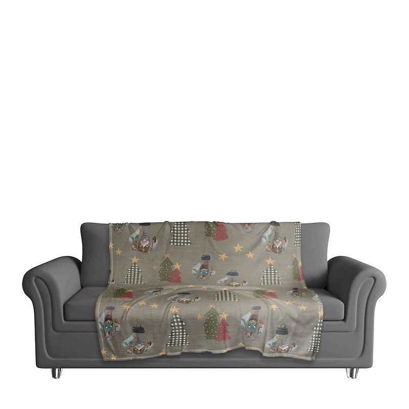 Tree & Globe Pattern Coral Fleece Blanket