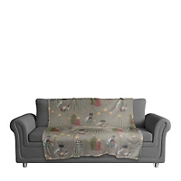 Tree & Globe Pattern Coral Fleece Blanket