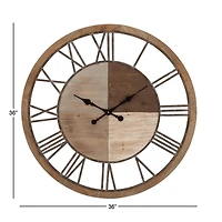 Brown Farmhouse Wood Wall Clock, 36" x 36"