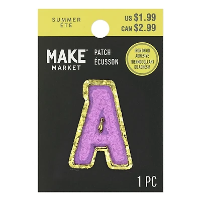 Mini Lavender Chenille Letter Iron On & Adhesive Patch by Make Market