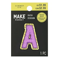 Mini Lavender Chenille Letter Iron On & Adhesive Patch by Make Market