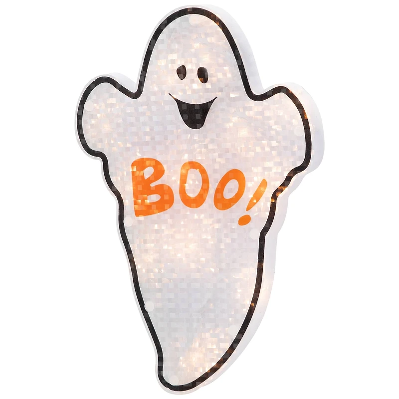Lighted Holographic Ghost Halloween Window Silhouette Decoration