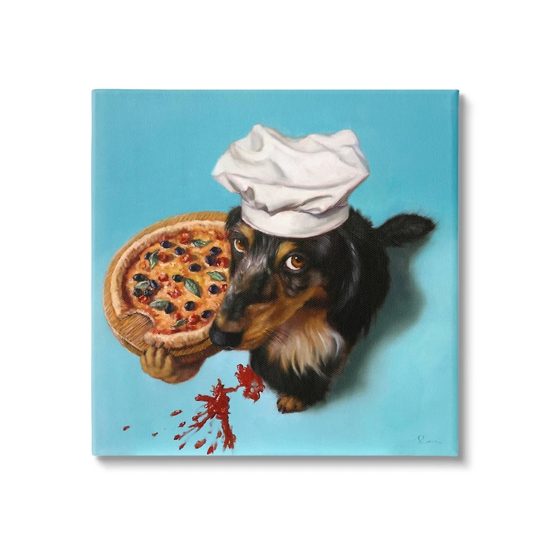 Stupell Industries Dog Chef Pizza Bite Portrait Canvas Wall Art