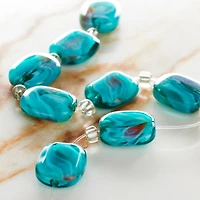 Aqua Swirl Glass Rectangle Beads, 14mm by Bead Landing™