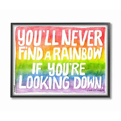 Stupell Industries Find A Rainbow Watercolor Typography in Black Frame Wall Art