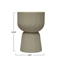 Hello Honey® 13.75" Modern Ribbed Metal Footed Planter