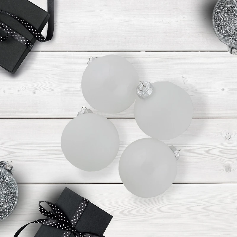 9ct. 2.5" Shiny and Matte White Glass Ball Christmas Ornaments