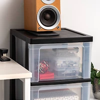 IRIS® 32.5" Black & Clear 4-Drawer Narrow Plastic Storage Carts, 2ct.