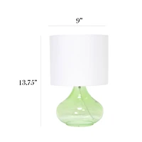 Simple Designs Green & White Glass Raindrop Table Lamp