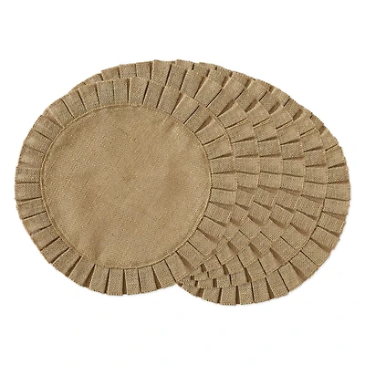 Natural Jute Round Ruffle Trim Placemat Set/6