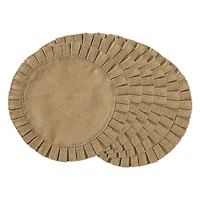 Natural Jute Round Ruffle Trim  Placemat Set/6