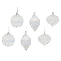 Iridescent Swirl Glass Ornaments Set