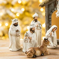 Glitzhome® 11 Piece Ivory Nativity Figurine Set