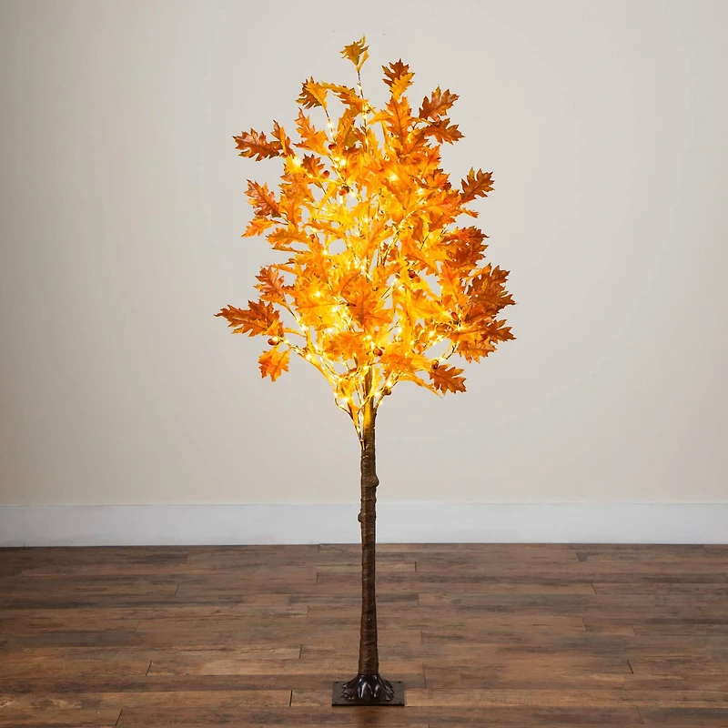 5ft. Pre-Lit Burnt Orange Autumn Maple Artificial Fall Tree with 240 Warm White LED Lights
