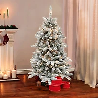 6 Pack: 4.5ft. Pre-Lit Flocked Bennington Fir Artificial Christmas Tree, Clear Lights