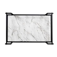 Honey Can Do 2-Tier Black & White Faux Marble Rolling Bar & Serving Cart