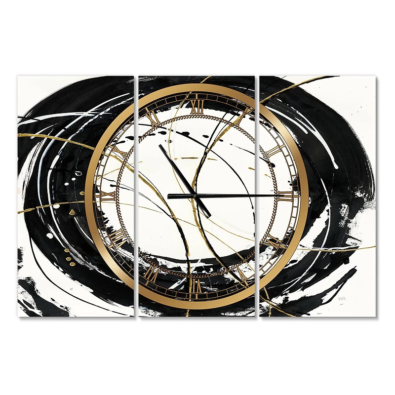 Designart 'Gold Metallic Circle Modern Multipanel Wall Clock