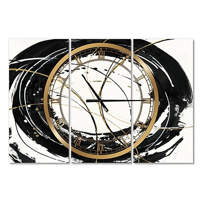 Designart 'Gold Metallic Circle Modern Multipanel Wall Clock