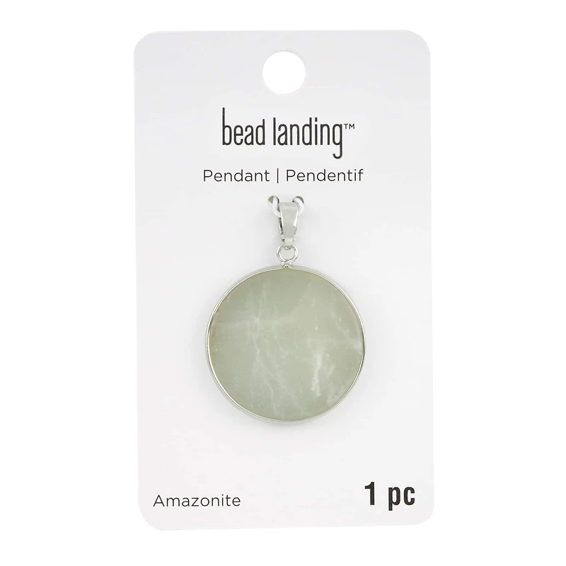 Green Amazonite Flat Round Pendant by Bead Landing™