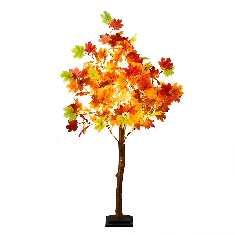 4ft. Pre-Lit Shades of Autumn Maple Artificial Fall Tree with 180 Warm White LED Lights