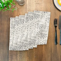 Simple Gray Florals 10" x 10" Cotton Twill Napkin