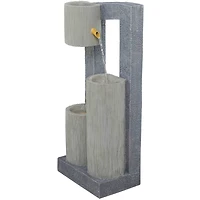 37.5" Gray Fiberglass 3-Tier Fountain with LED Light